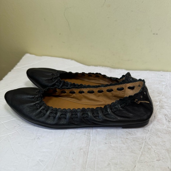 See by Chloe Jane Leather Point Toe Ballet Flats Shoes Comfort Minimalist Black - Picture 4 of 16